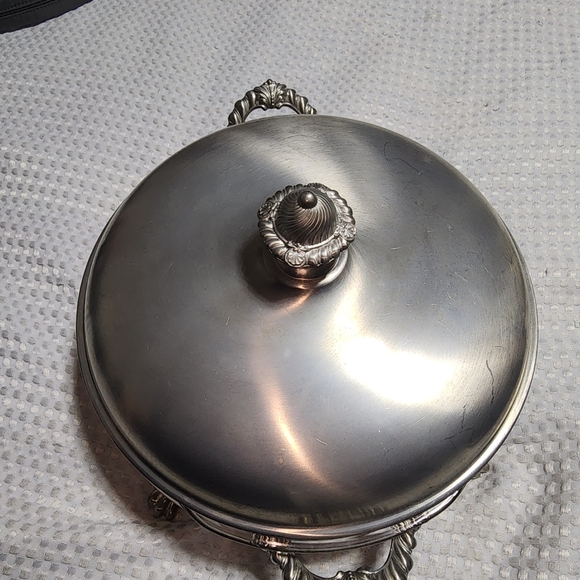 VINTAGE COLONIAL BOARDMAN PEWTER SERVER WITH PYREX 2 QT GLASS BOWL SET RARE - Picture 2 of 12